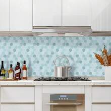 Green  Peel And Stick Wall Tiles, 12x12 Self-Adhesive Marble Effect Kitchen Bathroom Backsplash (10 Sheets) - Green - View 2