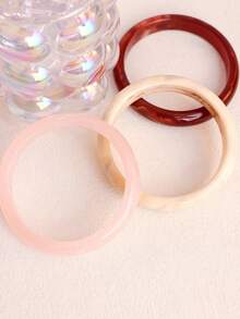 3 件套简约复古绿色树脂手链套装，适合日常、派对、海滩度假佩戴