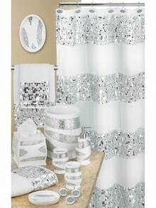 Luxury Bathroom Accessories Set, 4pc Sinatra  Soap Dispenser, Tumbler, Toothbrush Holder & Soap Dish, Modern Classic  Glass White Design - Sinatra White - View 7