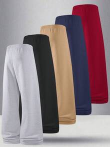 Calças largas masculinas de 5 peças, calças casuais com cordão na cintura e bolsos, estilo jovem de rua, estilo esportivo universitário - Multicolorido - Ver 4