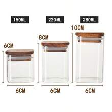 Hũ thủy tinh vuông nhỏ sang trọng đựng gia vị lưu trữ nhà bếp Hũ đựng gia vị kín khí Hũ đựng gia vị borosilicate cao cấp - Hũ gỗ keo vuông nắp kín - Xem 10