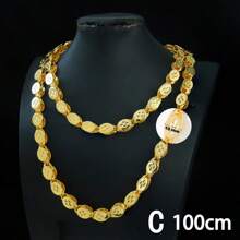 Collar nupcial árabe de lujo de 50/80/100cm enchapado en oro de 24k para mujeres musulmanas, ideal para bodas, compromiso y fiestas. Joyería elegante