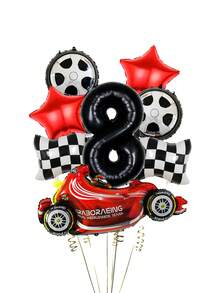 Set Balon Tema Balap 8 Buah, Termasuk Balon Balap, Balon Angka 1-9 Ukuran 32", Bendera Balap, Balon Bulat Bentuk Ban Ukuran 18", Balon Bintang Merah, Cocok untuk Tema Balap, Dekorasi Ulang Tahun Anak Laki-laki, Pesta Mobil - MultiWarna - View 12