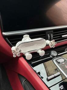 Flower Decor Car Phone Holder - White - View 7