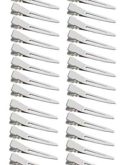 50/100 piezas Clips de pelo de metal sin costuras de cocodrilo plateado para mujeres, extensiones de cabello, sujetadores de cola de caballo para peluquería, salón de belleza, productos esenciales de viaje para el cabello, cuidado del cabello, accesorios para el cabello