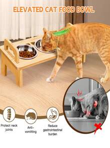 Elevated Cat Food Bowl, 3 Stainless Steel Raised Cat Bowls With Stand, 15°Tilted Cat Bowl For Indoor Cats Feeding, Cat Food And Water Bowl Set, Anti Vomitting, Whisker Fatigue Pet Supplies Pet Bowl Feeder