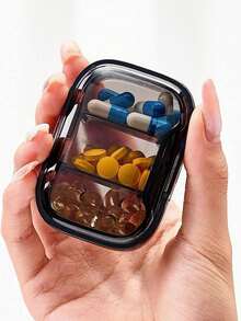 1PC Portable Mini Pill Box Travel Pill Box Carry-On Medicine Box 3-Grid Pill Storage And Packaging Box Medicine Organizer And Pill Container For Daily Use, Suitable For Travel Or Home Use - Multicolor - View 7