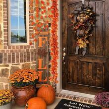 1/5 件秋叶花环，悬挂藤蔓花环人造秋叶枫叶感恩节装饰万圣节适用于家庭婚礼壁炉派对，假植物 - 彩色 - 查看 7