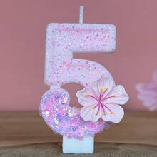 1 件生日蜡烛数字，蛋糕装饰数字 0-9 蜡烛，浪漫派对首选数字蛋糕生日装饰，节日周年派对蛋糕蜡烛数字，闪亮数字 - 漸層粉色花 - 查看 21