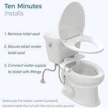 Bidé BIGCOW ultra delgado con doble boquilla no eléctrica para lavado frontal y trasero. Accesorio de inodoro con entrada de metal y presión de agua dulce ajustable - Cromo - Ver 5