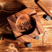 Custom Engraved Cigar Ashtray – Walnut Wood Ashtray For Graduation Parties – Perfect Husband & Groomsman Gift – Cigar Lover's Essential