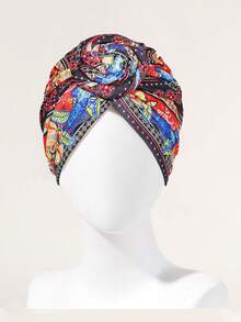 1 件女士印花头巾，轻奢非洲风格头巾帽，重要场合佩戴头巾 - 彩色 - 查看 12