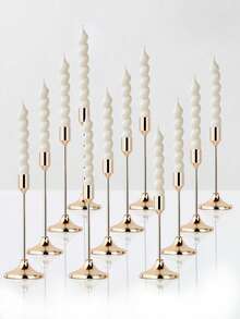 Zestaw 12/3 szt. w stylu europejskim, romantyczny metalowy świecznik, polerowany świecznik na stół, odpowiedni do świec filarowych i stożkowych, wystrój pokoju, wystrój domu, wielofunkcyjna dekoracja stołu na festiwale - idealna na Boże Narodzenie, Halloween, wesele, bankiet, imprezę, dekorację domu i hotelu (świece nie są dołączone)