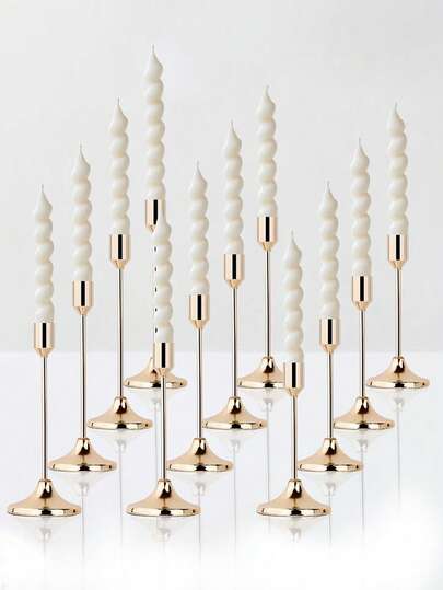 Set de 12/3 piezas de candelabros de estilo europeo romántico de metal, portavelas de sobre mesa pulidos, adecuados para velas cilíndricas y cónicas, decoración de habitaciones, hogar, multiuso para decoración de mesas en festivales - Perfecto para Navidad, Halloween, boda, banquete, fiesta, decoración del hogar y hotel (velas no incluidas)