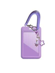 1 件多巴胺星形弹簧扣亚克力硬卡夹，ins 风格时尚星星钥匙扣配彩色卡夹，别致串珠手机壳吊饰，简约星星设计，适合返校礼物、女友礼物、生日礼物，可容纳餐卡、身份证、银行卡