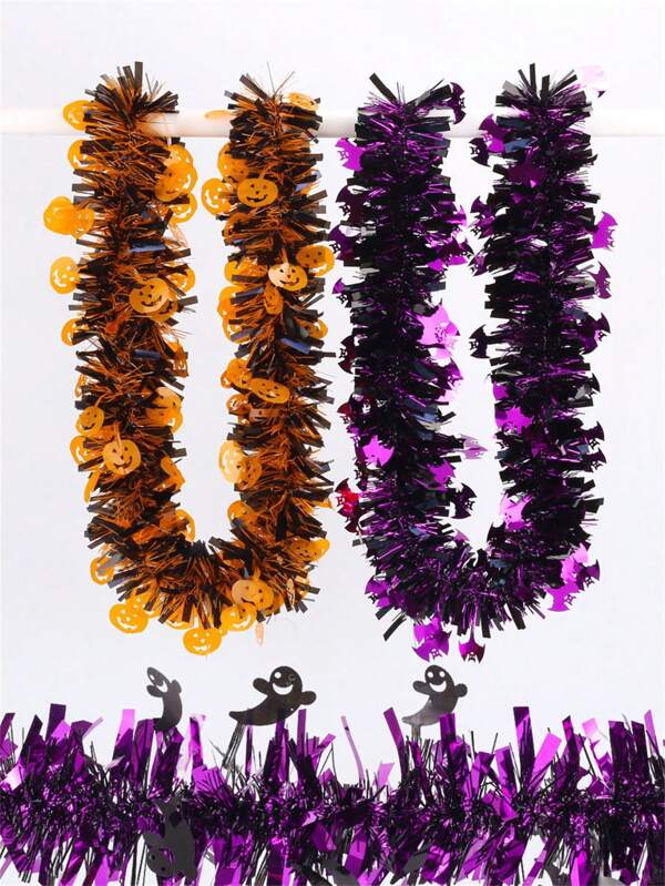 3pcs Halloween Pumpkin Bat Skull Color Strips Decoration Pendants, Halloween Pumpkin Hair Strips, Holiday Party Decoration Pendants, Personalized Halloween Ornaments, Holiday Atmosphere Decoration Strips, Halloween Party Decoration Supplies Home Decor Halloween Decor Fall Decor Room Decor