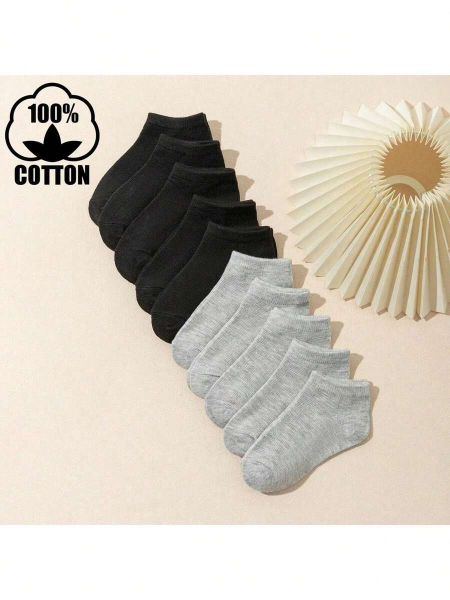 5/10/20 Pairs Kids/Children Cotton Solid Color Ankle Socks, School, Sports, Casual Wear