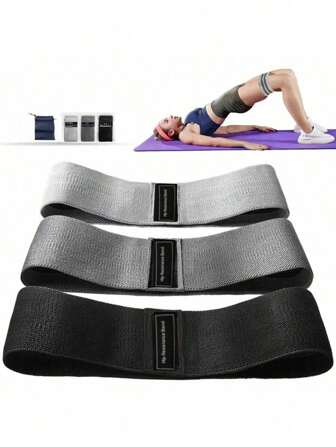 3piece Set Fabric Resistance Bands For Working Out With Workout Bands Guide, Exercise Bands Resistance Bands Set For Working Out Hip Thigh Glute Booty Legs, Pilates Flexbands, Booty Bands For Legs And Butt, Yoga, Pilates, Rehab, Fitness And Home Workout