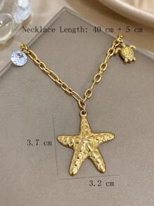 1 Stück Seestern Charm Halskette für Frauen, süßer Anhänger an Edelstahlkette, Alltagsschmuck, Partyschmuck, Weihnachtsgeschenke