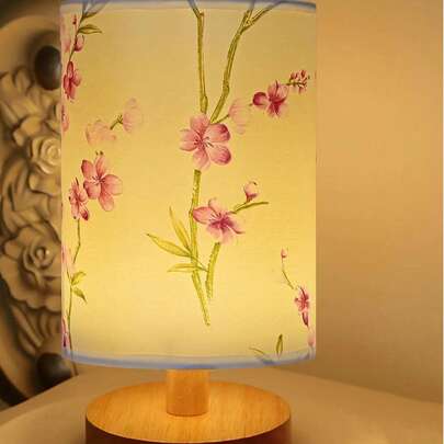 1 peça de luz noturna decorativa, abajur criativo de tecido estampado, luz ambiente para quarto, abajur de mesa para sala de estudo/escrivaninha, LED