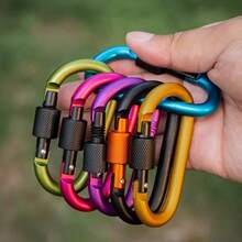 5 件/1 件随机颜色 D 形户外登山扣，多功能铝合金包和钥匙扣挂钩 - 适用于背包和水瓶的多功能铝制 D 形环夹