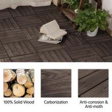 110pcs Patio Deck Tiles 12 X 12in Interlocking Wood Composite Decking Floor Tiles Fir Wood Indoor Outdoor Patio Garden Deck, Black - Black - View 8