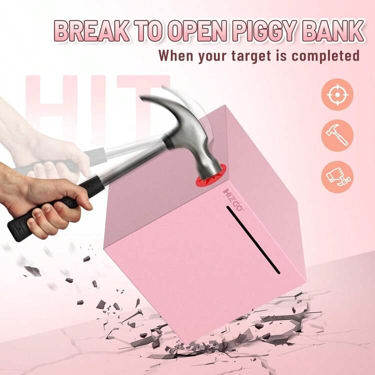 Adults Pink Piggy Bank, Stainless Steel Piggy Bank Adults/Must Break To Open, Unopenable Money Saving Box(472-Inch, Pink) - Purple - View 11