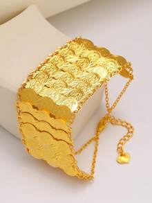 1 chiếc vòng tay tiền xu Trung Đông cổ điển, phù hợp để đeo hàng ngày và lễ hội, lý tưởng cho đồ trang sức của phụ nữ Hồi giáo, Ả Rập và Châu Phi - Vàng - Xem 4