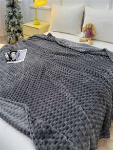 1 szt. Wygodny flanelowy koc wełniany – supermiękki, lekki, odpowiedni na każdą porę roku, z sześciokątnym wzorem żakardowym, odpowiedni na Halloween, Boże Narodzenie, kemping i podróż, Dzień Matki, jasnożółty, modny dodatek do sypialni, wełniany koc - Ciemnoszary - Zobacz 9