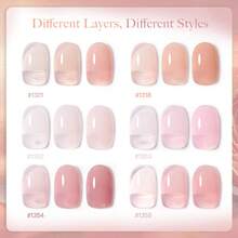GAOY Gel Nail Polish Kit With UV Light For Beginners, 6 Colors Sheer Milky White Pink Orange, Gel Polish Kit With Top And Base Coat For Salon And Nail Art DIY At Home - Sheer Jelly Nude Pink - View 2