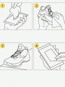 免冲洗鞋巾、运动鞋和鞋子清洁湿巾、运动鞋和运动鞋清洁布，12 片/36 片/60 片装 - 黑與白 - 查看 3