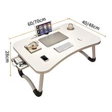 Lap Desk For Laptop Bed Trays For Eating And Laptops Bed Desk Bed Table Tray Stand With Cup Holder/Drawer Lap Tray Breakfast In Bed Tray For Sofa/Couch/Writing On Low Sitting Floor Large Portable - 白色 - 查看 1