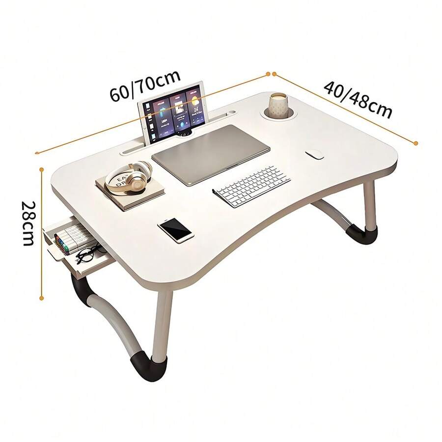 Lap Desk For Laptop Bed Trays For Eating And Laptops Bed Desk Bed Table Tray Stand With Cup Holder/Drawer Lap Tray Breakfast In Bed Tray For Sofa/Couch/Writing On Low Sitting Floor Large Portable - 白色 - 查看 1