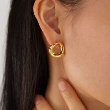 1 par de aretes vintage con círculo hueco lisos para mujeres, aretes minimalistas versátiles y personalizados adecuados para fiestas y festivales