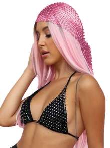 1 peça 45 cm Bandana para cabelo feminino, lenços de com strass para chapéus, lenço de rede de pesca