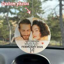 1PC Customized Valentine's Day Couple Photo Car Pendant - Personalized Rearview Mirror Pendant, Can Add Name/Anniversary/Photo, Suitable As A Wedding Anniversary, Engagement Or Holiday Gift For Lovers, Romantic "MY LOVE" Creative Car Interior Decoration