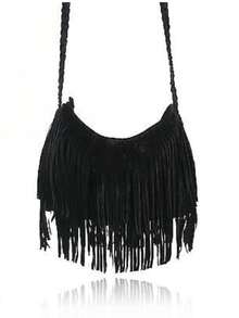 Women Girl Tassel Suede Handbag Fashion Messenger Shoulder Bag Elegant Beautiful Satchel, Newest Fashionable Suede Bag For Women - 黑色 - 查看 1