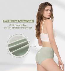 Women's Cotton High Waist Tummy Control Panties Jacquard Ladies Panty Multipack - Comfort - 簡報 05 - 8 件裝 - 多種顏色 - 查看 3