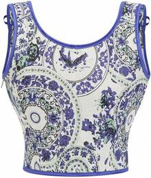 Womens Vintage 1920s Renaissance Lace Trim Corset Bustier, Retro Fashion - 紫色復古 - 查看 2