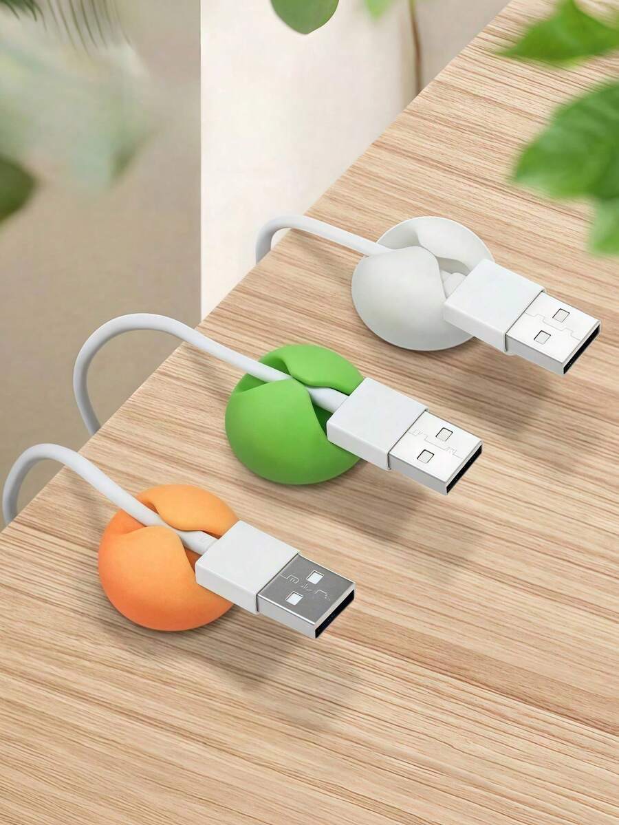 10pcs White Cable Clips, Cable Organizer, Cord Management System, Wire Clip, Desk Cable Holder - Multicolor - View 1