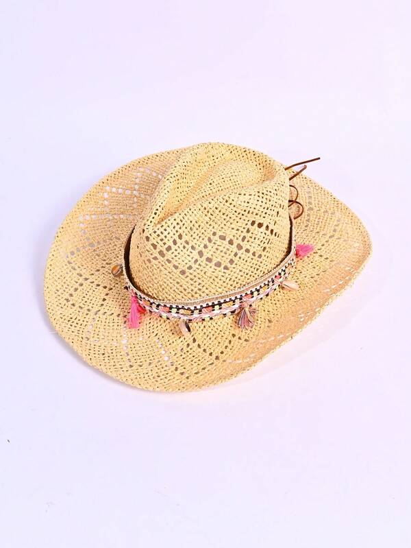 1pc Summer Hat, Unisex Denim Straw Sun Hat For Beach, Outdoor Sun Protection, Foldable Wide Brim Cowboy Fedora Hat, Suitable For Beach Party, Daily Life, Dating, Gatherings, Outdoor Activities, Beach Vacation