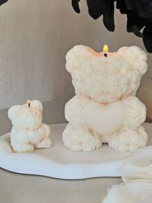 1 件 3D 心形玫瑰泰迪熊硅胶蜡烛模具 - DIY 情人节浪漫礼物，用于香薰蜡烛树脂工艺品婚礼家居装饰 - 白色 - 查看 5