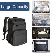 Cooler Backpack 35 50 Can Backpack Cooler Leakproof Insulated Soft Cooler Bag Camping Cooler Beach Cooler Ice Chest Backpack Portable Lightweight Beach Travel Camping Lunch Backpack - Black - View 6