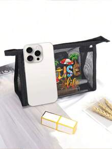 Túi lưới in chữ họa tiết Cruise Life, túi đi biển, túi đựng đồ, túi đựng mỹ phẩm, túi xách dung tích lớn, quà tặng cho bé gái, quà tặng Ngày của Mẹ, túi đựng đồ gấp gọn, thích hợp để đựng mỹ phẩm cá nhân khi đi du lịch, túi trang điểm du lịch, quà sinh nhật, dụng cụ trang điểm du lịch, quà tặng giáo viên, quà tặng cặp đôi, quà sinh nhật, đồ dùng cần thiết khi đi du lịch, đồ dùng cần thiết khi ở ký túc xá, đáp ứng nhu cầu đi lại hàng ngày, túi đồ dùng cần thiết cho mùa hè đi biển. - màu đen - Xem 9