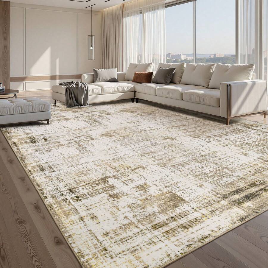 Sour Lemon Living Room Carpet 200x300, Washable Bedroom Carpet, Short Pile Abstract Carpet, Very Soft And Thin Summer Living Room Carpet, Non-Slip Carpets For Living Room Bedroom Home Decoration - 棕色 - 查看 1
