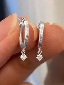 1 Pair Elegant Cubic Zirconia Waterdrop Earrings For Teens, Suitable For Daily Decoration, Party Jewelry Or Birthday Gift