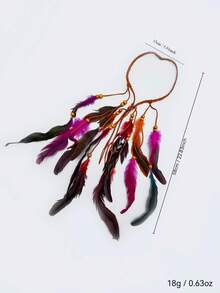 1 件女士跨境多色长羽毛头带，波西米亚复古风格别致发饰，适合万圣节日常使用