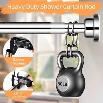 1pc Heavy Duty Adjustable Retractable Pole, 45-250cm Stainless Steel Telescopic Drying Rack, Drill-Free, Suitable For Outdoor/Balcony/Wardrobe, With Non-Slip Pads, Fits Home & RV