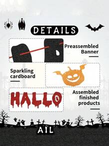 3pcs Halloween Party Decoration Flag, Home Horror Blood Dripping Background Banner, Hanging Witch Pumpkin Ornaments, Festive Atmosphere Decoration Supplies