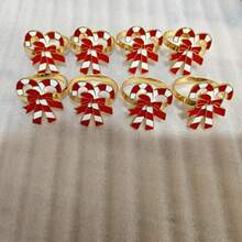 畅销圣诞拐杖糖餐巾环，简约合金餐巾架，酒店餐具餐巾圈 - 金色 - 查看 2